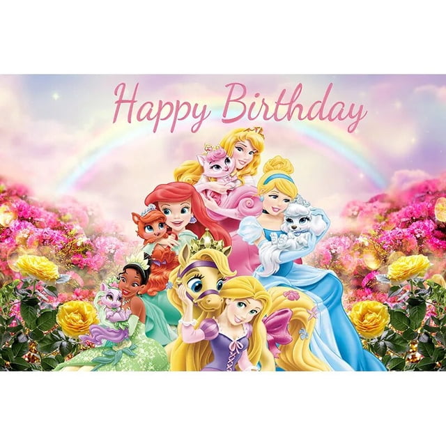 Disney Princess Dreamy Colorful Theme Backdrop, Baby Shower, Fondo de fotografía, decoración de fiesta de cumpleaños, pancarta