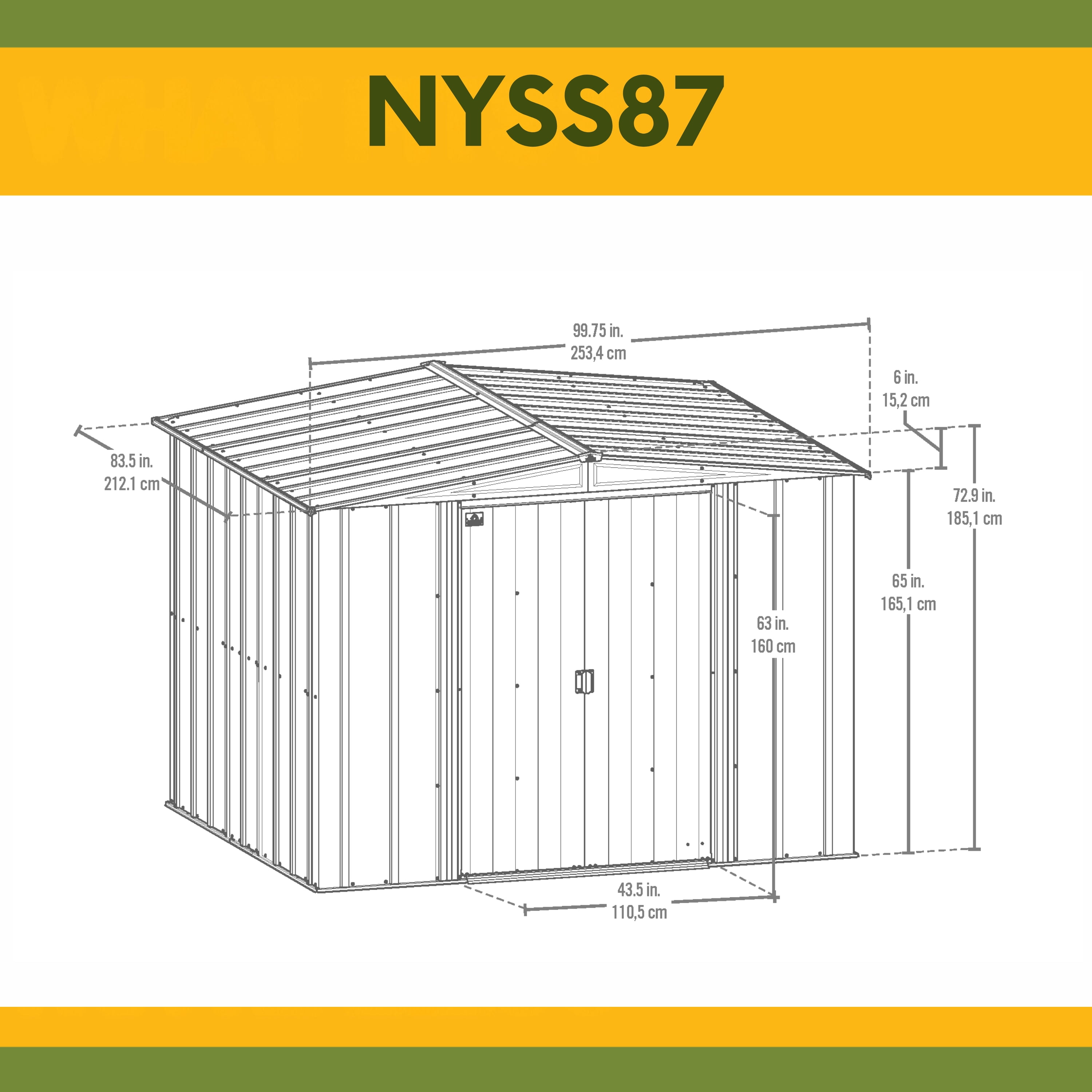 Steel Storage Shed - USA-Made with Galvanized Steel, Lockable Sliding Doors, Low Gable Roof - Ideal for Landscaping Tools, Lawn Mowers, Gardening Supplies, and Backyard Storage (Blue, 8x7)
