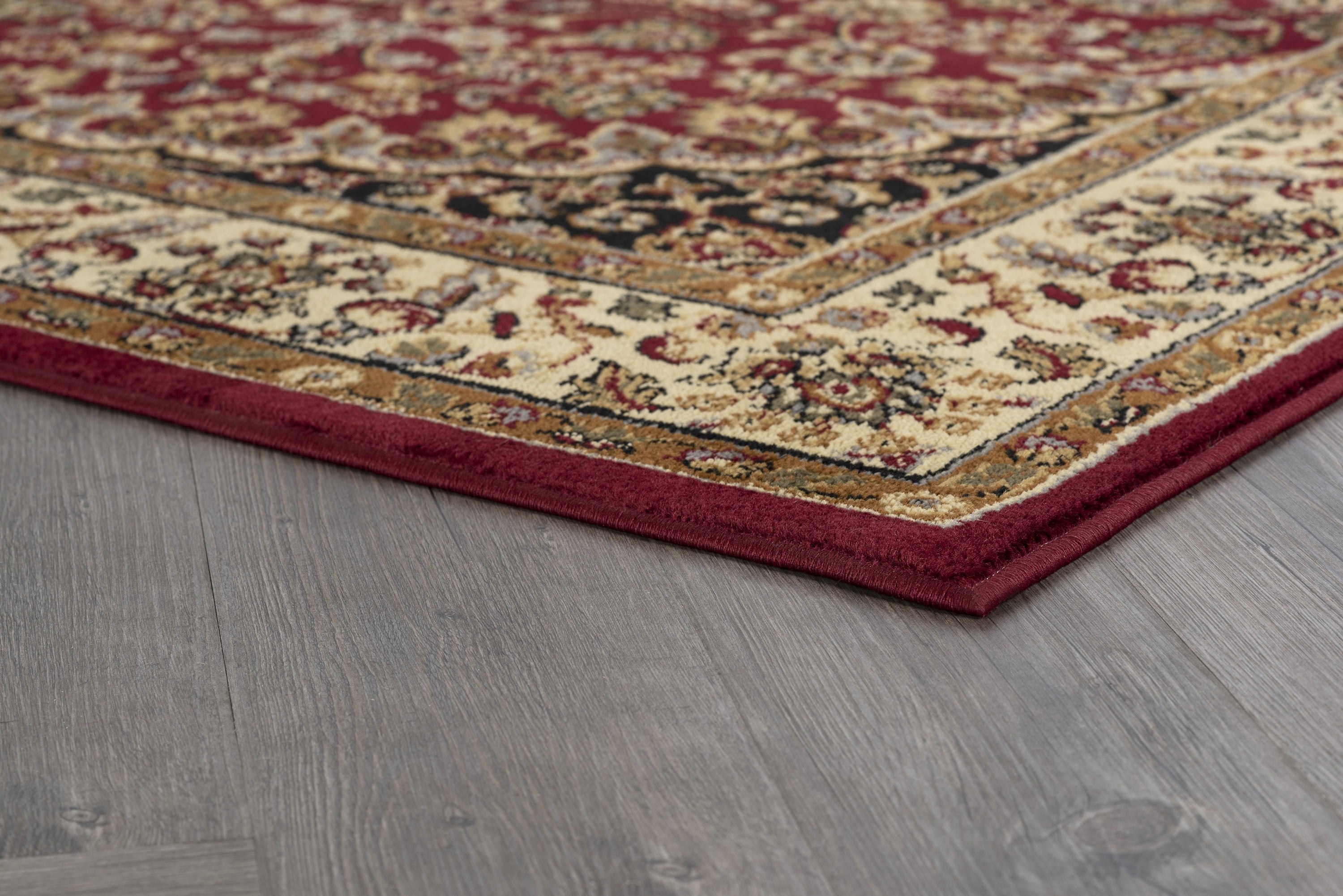 Transitional 9x13 Area Rug (8'9'' x 12'3'') Oriental Red, Beige Living Room Easy to Clean