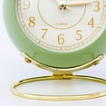 thumbnail image 3 of Reloj de metal de estilo europeo, ingenioso, silencioso, redondo, electrónico, de cuarzo, para niños, para sala de estar, dormitorio, color verde., 3 of 5