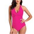 thumbnail image 1 of Traje de baño de una pieza para mujer, cómodo, liso, con almohadilla en el pecho, sin aros, Bikini con escote en V profundo OAVQHLG3B Store lin121212, 1 of 4