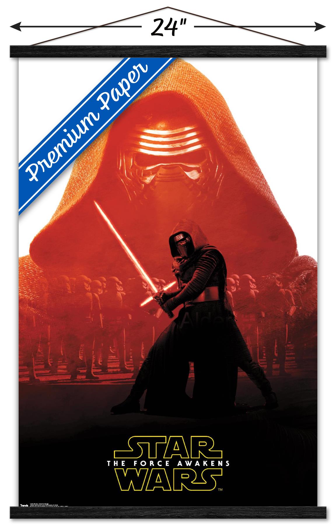 Star Wars: The Force Awakens - Kylo Ren Badge Wall Poster with Wooden Magnetic Frame, 22.375" x 34"