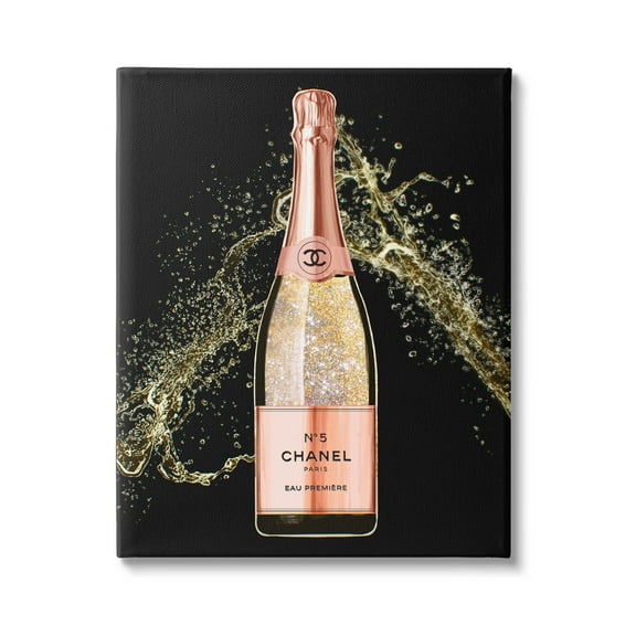 Stupell Industries Glam Fashion Champagne Bottle Splash Graphic Art Gallery Wrapped Canvas Print Wall Art, Design by Ziwei Li