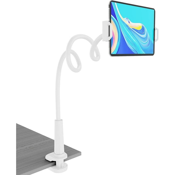New Licheers Tablet / Smart Phone Multifunctional Lazy Flexible Gooseneck Tablet Holder / Stand for 4.7-12" Devices - LCLRZJ003 - White