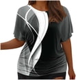 thumbnail image 1 of Fiudx Ofertas Flash Artículos En Oferta Camiseta de Manga Corta Grande con Cuello Redondo Plisada y Cintura de Manga Corta Informal a La Moda para Mujer, 1 of 5