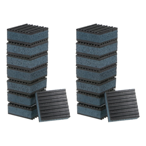 16 Packs Ribbed Anti-Vibration Isolation Rubber Pads 2" Length x 7/8" Thick, Square Anti Vibration Pads with EVA Layer