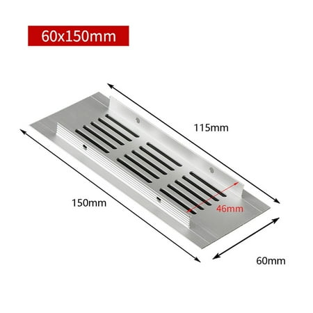 

60mm Aluminium Rectangular Cabinet Wardrobe Air Vent Grille Ventilation-Cover