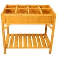 thumbnail image 3 of Gzxs Raised Garden Bed, 8 Pocket Herbs Planter Box, Outdoor Horticulture Vegetables Standing Planter Bed with Grids Divider & Protective Liner, 36"L x 24.2"W x 31.8"H, Natural, 3 of 7