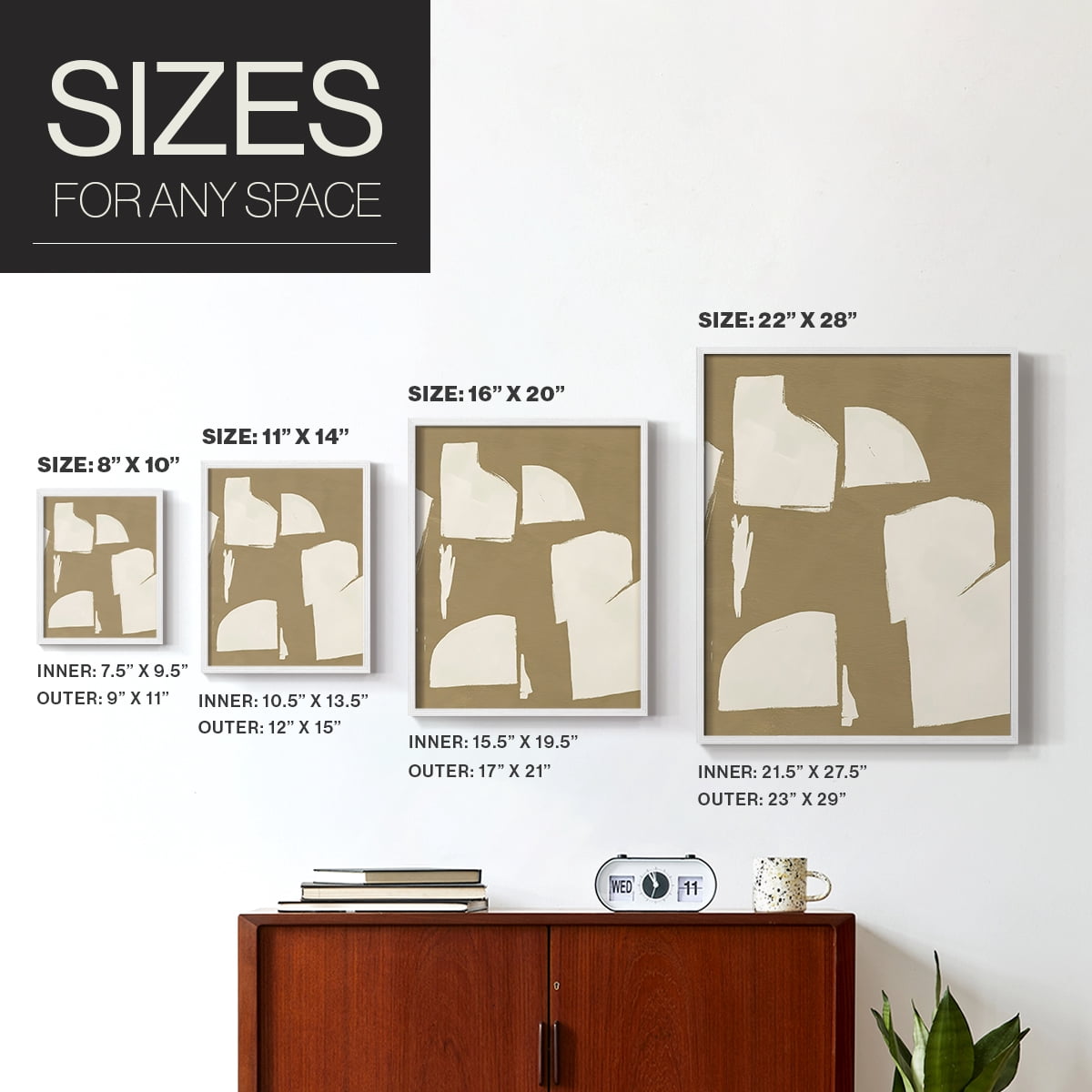 Chunky Abstract IV Framed Print in White Solid Wood Framed Print No Nail Hanging
