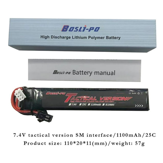 Boshi Pile Jouet 7.4V Interface SM 1100mAH Modèle Pile Lithium Polymère