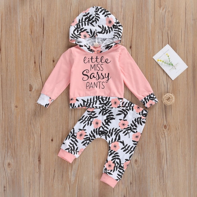 Tenues Décontractées pour Nouveau-Né, Haut à Capuche à Manches Longues pour Bébé avec Imprimé de Lettres, Pantalon à Motif de Plantes