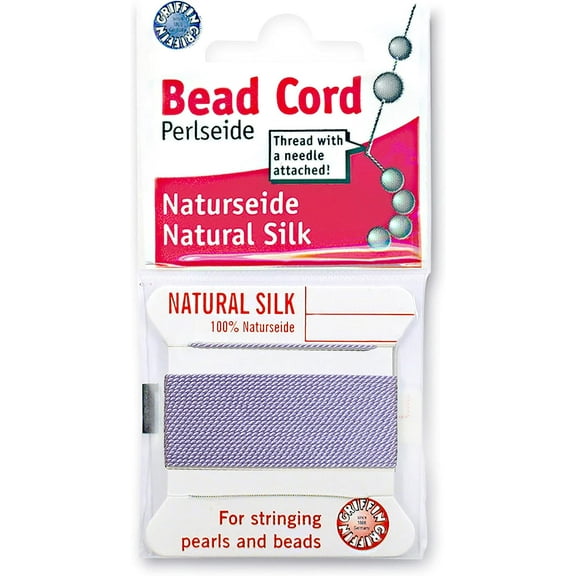 Griffin Silk Bead Cord Perlseide – Lilac Color – Size 4 (0.60mm) – 2 meters per card – Stainless Steel Needle Attached – For Knotting Pearls, Gemstones, Crystals and Beads
