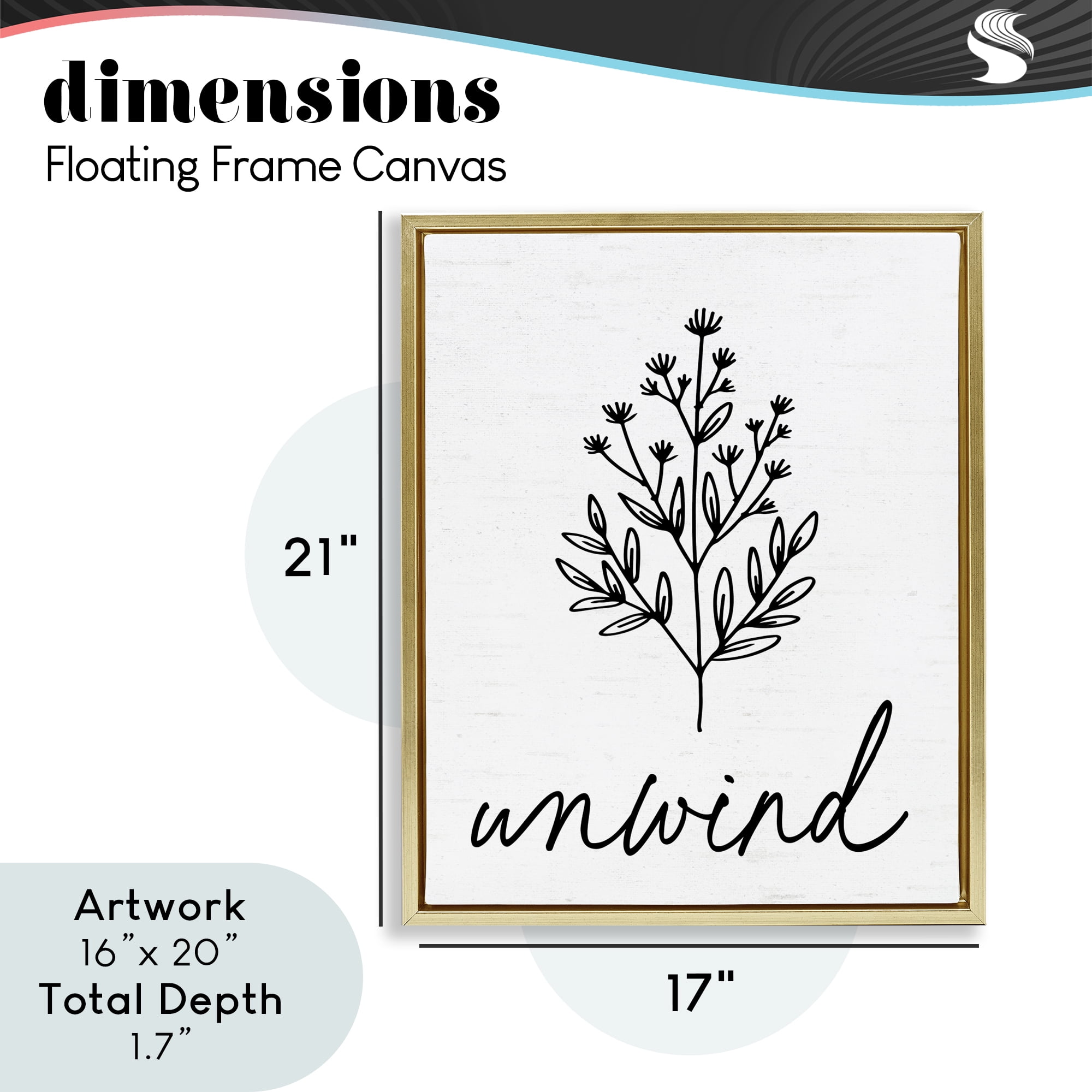Bathroom Herb Unwind Gold Framed Floater Canvas Wall Art, design by Lettered and Lined