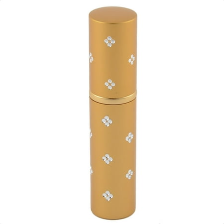 Flower Perfume Bottle - 5mL Travel Portable Flower Decor Perfume Spray Bottle Gold Tone
