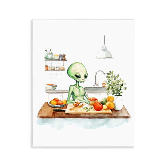 Stupell Industries Eclectic Alien Cooking in Kitchen Wall Plaque Art, 11 x 14, by Lil' Rue