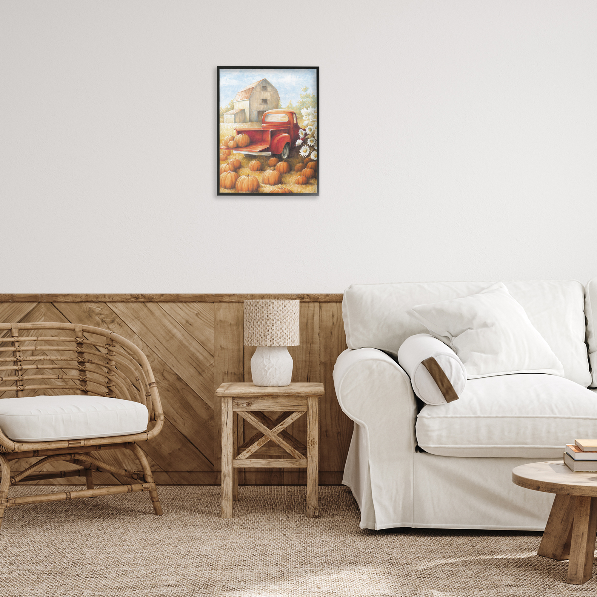 Stupell Industries Pumpkin Harvest Drop Off Landscape Painting Black Framed Art Print Wall Art, 16 x 20