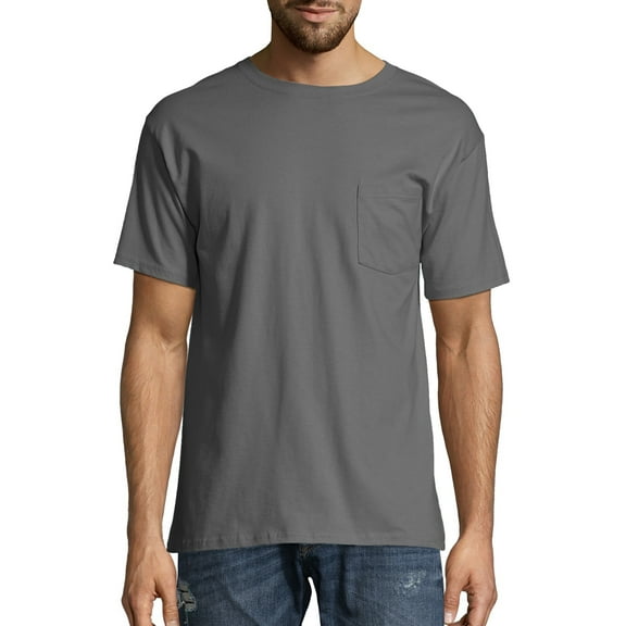 Hanes Men's & Big Men's Authentic Short Sleeve Pocket Tee, Sizes S-3XL