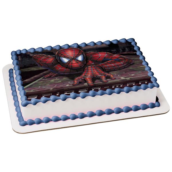 Marvel Spiderman Climbing Wall Edible Cake Topper Image ABPID07792