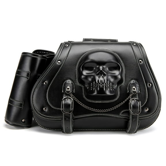 PU Leather Motorcycle Bags Skull Themed Motorcycle Saddlebags Pair for Bike