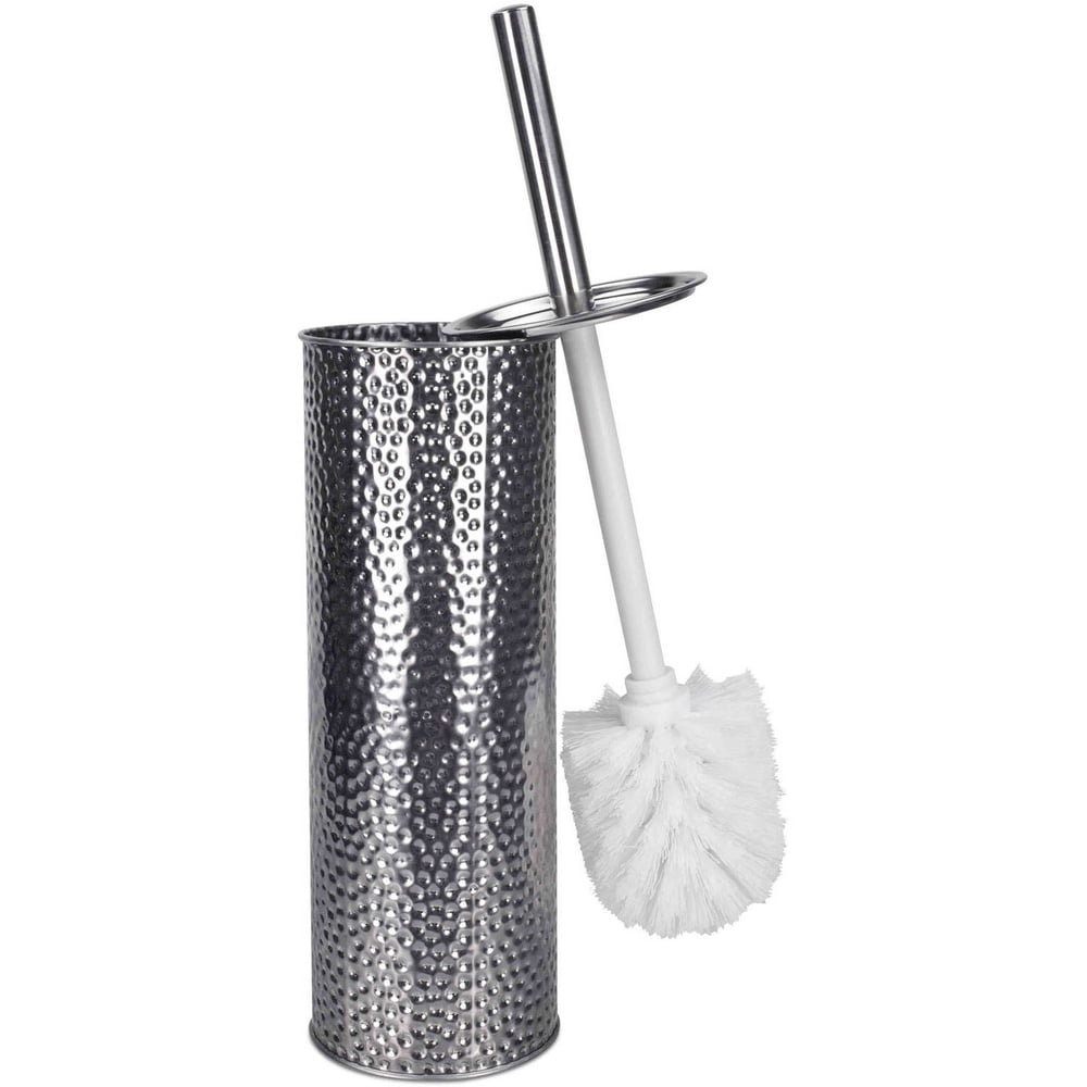 Home Basics Hammered Stainless Steel Toilet Brush Holder