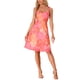 thumbnail image 1 of Vestido de verano sin mangas para mujer INSPIRE CHIC, con escote en V, lazo autoajustable, estampado floral, corte acampanado, color rosa intenso, talla S, 1 of 5