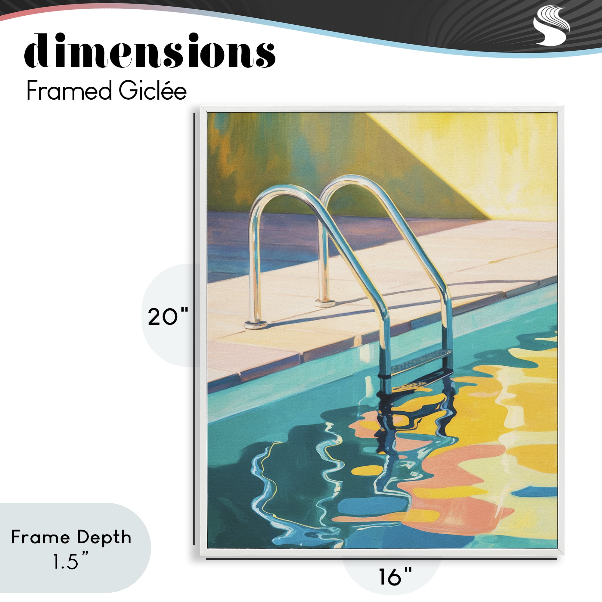 Stupell Industries Pool Ladder At Sunset White Framed Giclee Art, design by Andreas Magnusson
