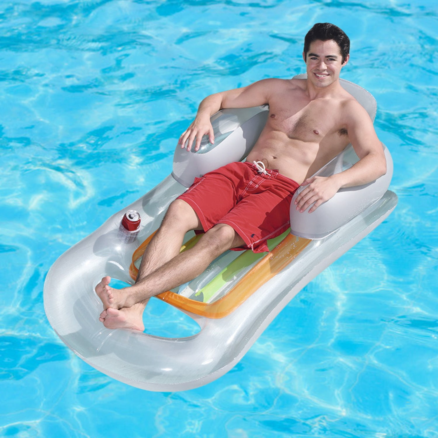 Intex Sit 'N Float Inflatable Lounge Blue for sale online 