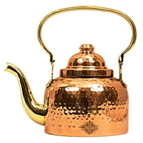 Indian Art Villa Copper Tea Kettle - 22 oz, 4" Width, Decorative Tin-Lined Pot