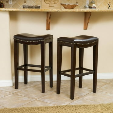 Noble House Avondale Indoor Backless Bar Stools, Set of 2, Brown