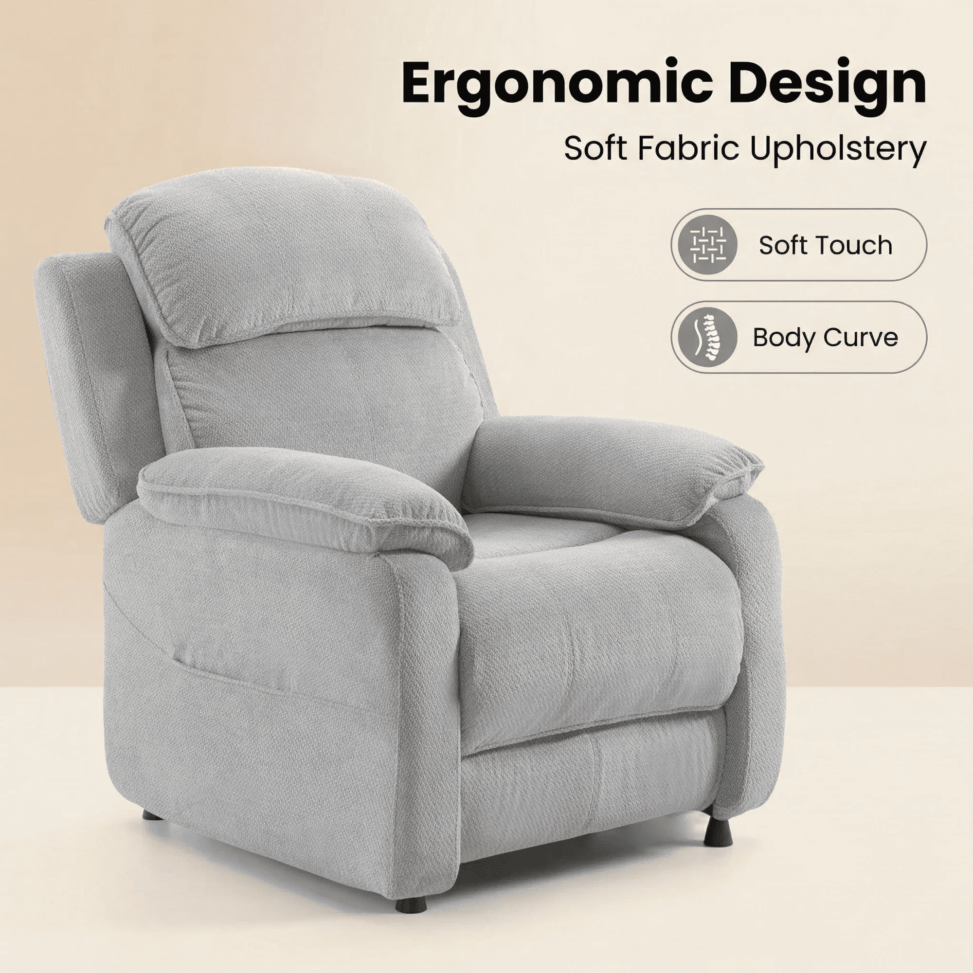 BSHTI 34.84" Power Recliner Chair with Remote – Chenille Upholstery, Ergonomic Lounge Chair for Living Room, Adjustable Recliner for Small Spaces and Home Theater, Dark Grey