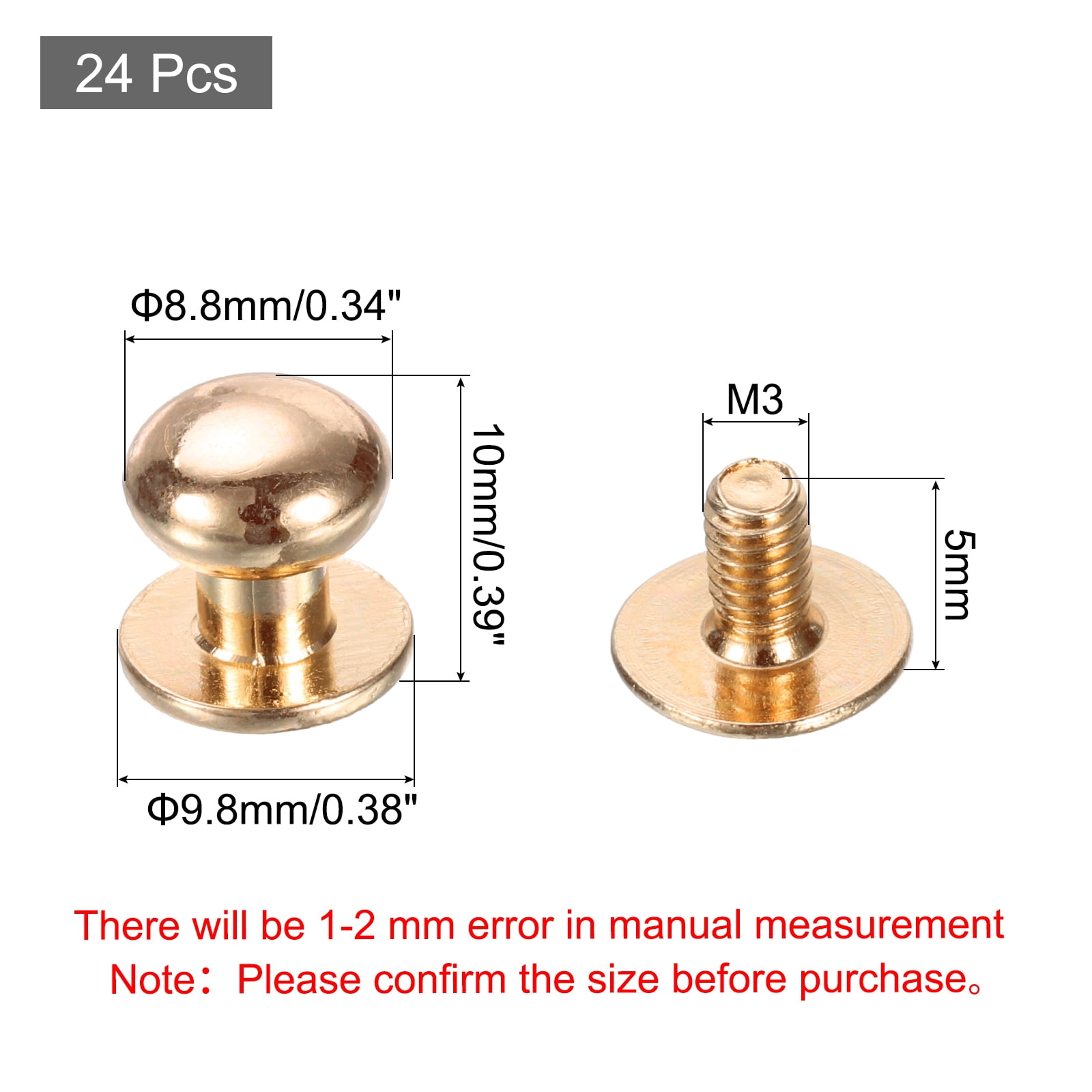 Unique Bargains Mini Round Knobs Small Drawer Pulls for Cabinets 0.34" x 0.38" Gold