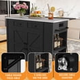 thumbnail image 3 of Craftian Kitchen Island Table with Storage & Power Outlet, Kitchen Island Cart with Drop Leaf, Black, 3 of 8