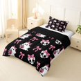 thumbnail image 2 of Feelyou Halloween Ghost Bow Twin Comforter Sets, Spooky Skull Pumpkin Bedding Set, Black Reversible, 2-Piece, 1 Comforter and 2 Pillowcases, 2 of 7