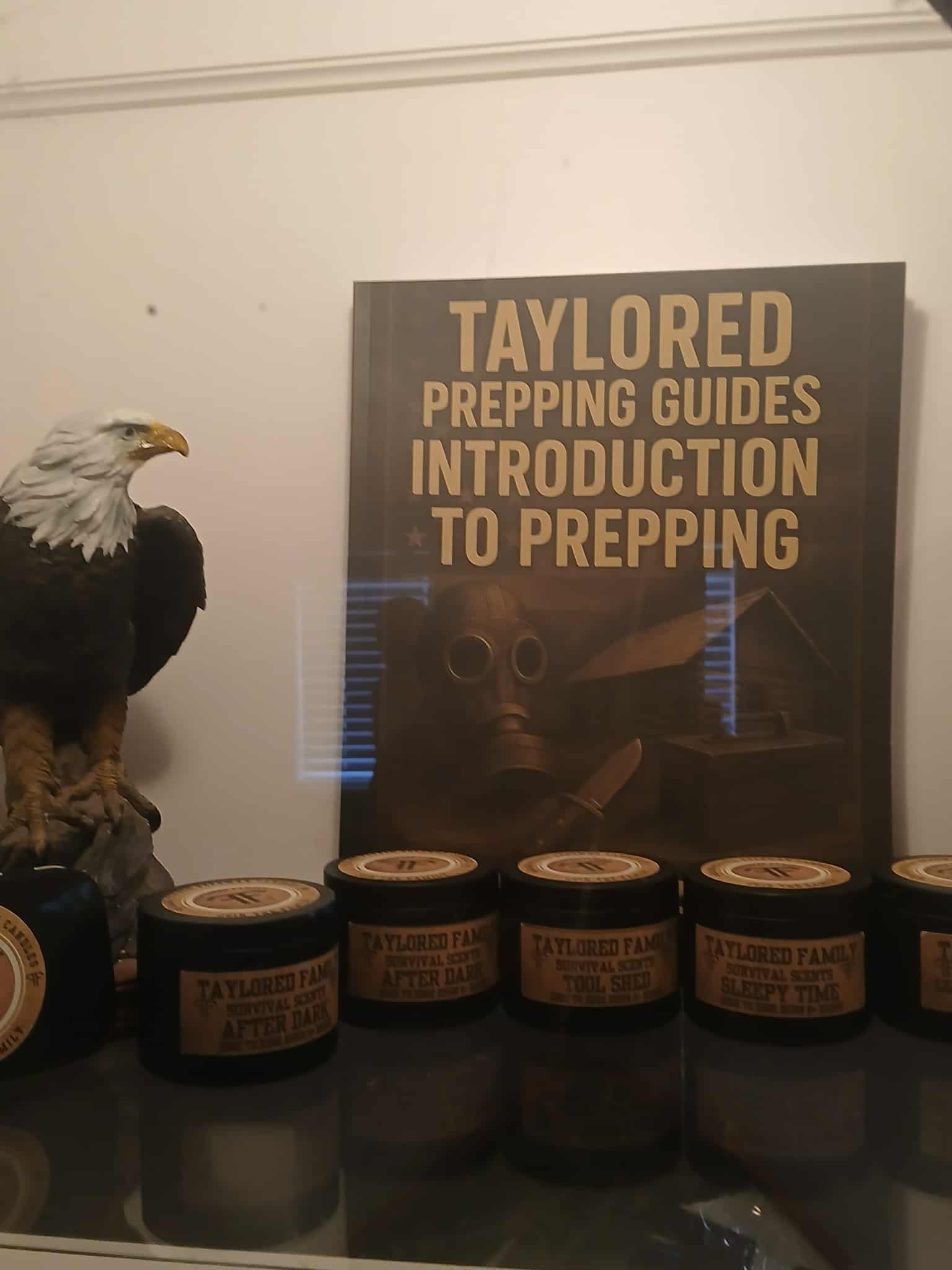 Taylored Family Survival Scents 8 oz. Leather-wood and Tobacco Scented Candle, Hand-Poured Beeswax Blend, Custom Wick
