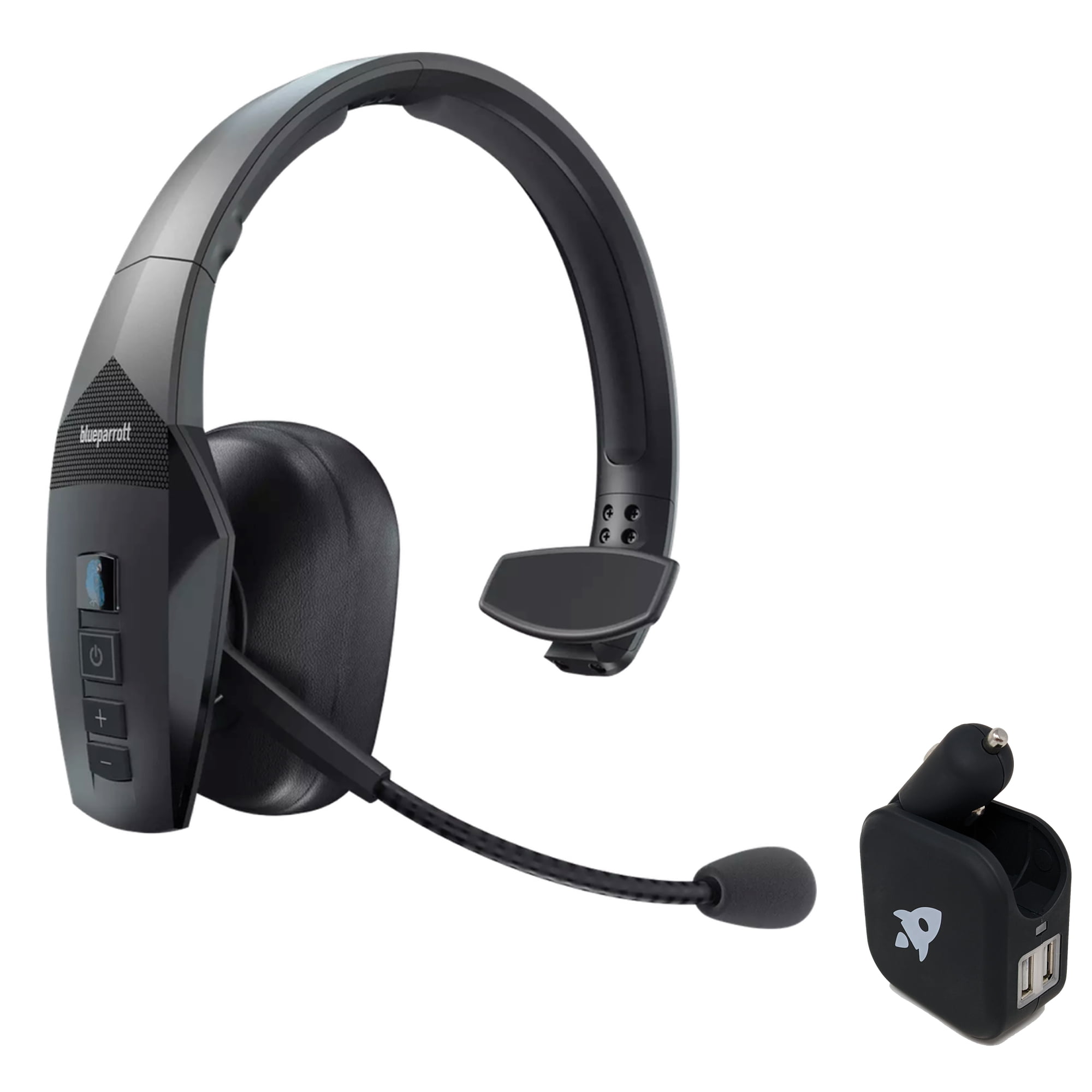 BlueParrott B550-XT Bluetooth Headset Bundle 204165-C Includes USB Port  Car/Wall Charger Streaming Music, and NFC Ready 100% Voice-Controlled  Headset Water and Dust Resistant IP54 Rated