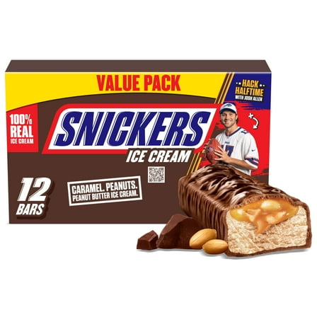 Snickers Football Creamy Peanut Butter Ice Cream Bars, 24 fl oz, 12 Pack