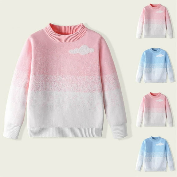 THDHVS Toddler Sweater,Boys Shirts,Kid's Round Neck Long sleeve Sweater Base Shirt Medium and Large Kid's Casual and Comfortable Knitted Top Blue 3-4 Years