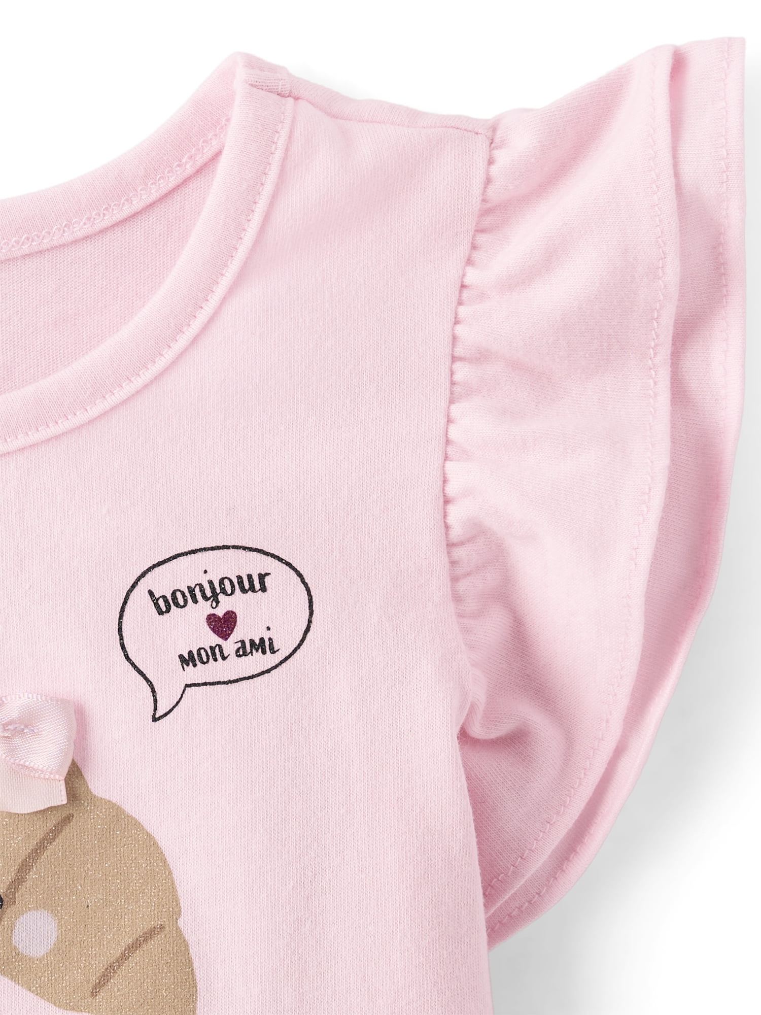 The Children's Place Toddler Girls Short Flutter Sleeve Embellished Graphic Outfit Set, 2-Piece, Sizes 12M-5T