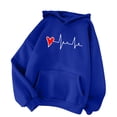 thumbnail image 4 of Women's Comfortable Winter Hoodie Heart Pattern Printed Round Neck Pullover Tops Women's Hooded Long Sleeved Pocket Drawstring Sweatshirt, 4 of 4