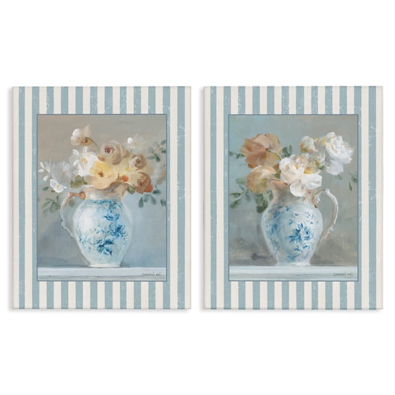 Stupell Industries Heirloom Bouquet on Stripes 2 Piece Canvas Wall Art Set, design by Danhui Nai, 30 x 24