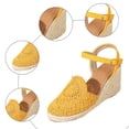thumbnail image 3 of Rokment Boho Braided Sunflower Espadrilles Wedges Dress Sandals for Women Beach Summer Vacation Casual Crochet Closed Toe Platform High Heels Yellow Size9.5, 3 of 5