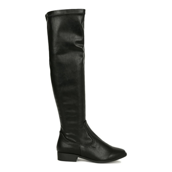 Weeboo - Women Vegan Leather Fitted Over The Knee Flat Boot 19397 ...