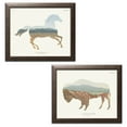 thumbnail image 1 of Gango Home Decor Contemporary American Southwest Horse & Buffalo by Wild Apple Portfolio (Ready to Hang); Two 14x11in Brown Framed Prints, 1 of 5