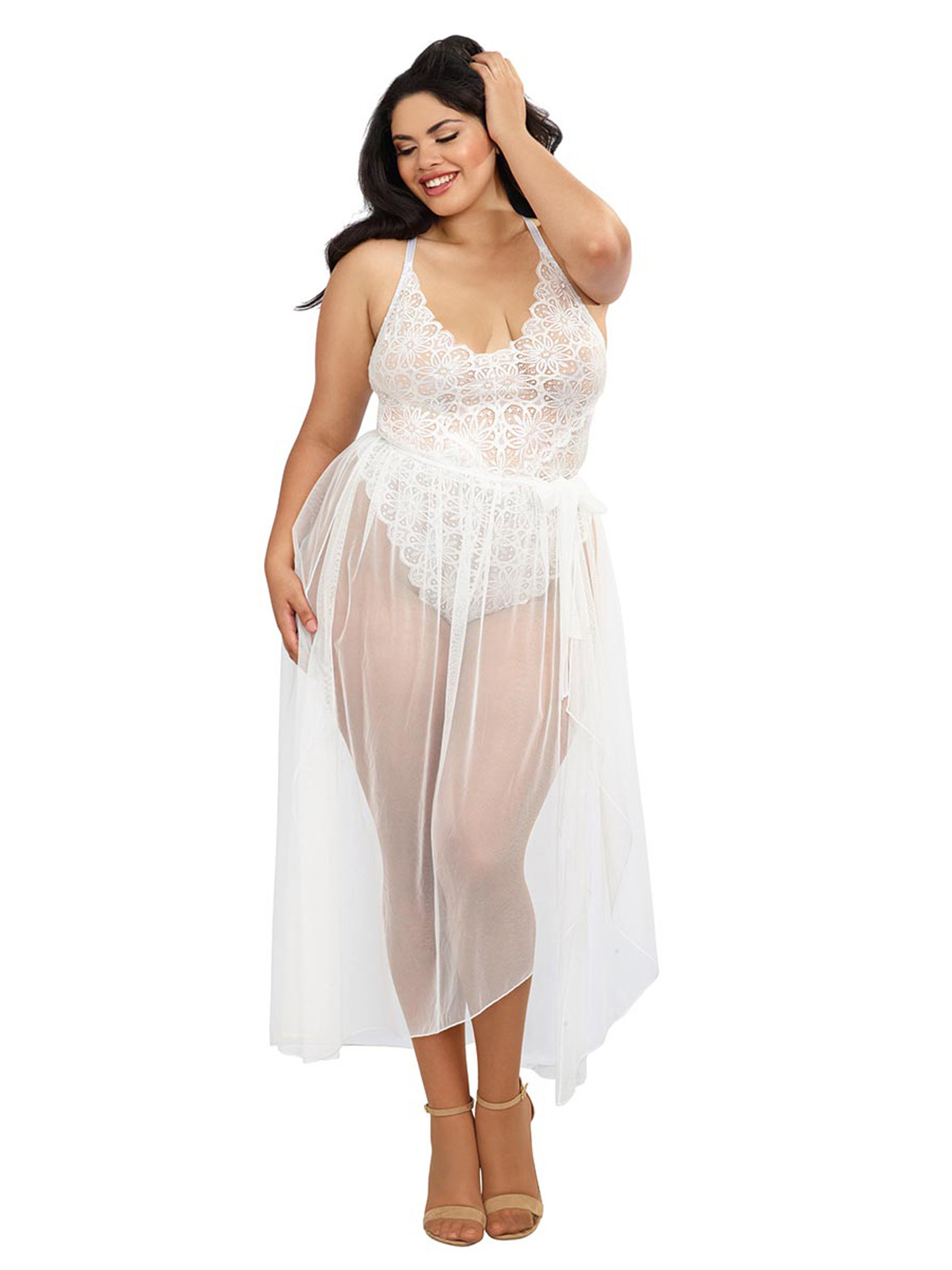 plus size sheer maxi skirt