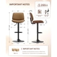 thumbnail image 4 of EOP Modern Upholstered Barstools Set of 4, Adjustable Height Counter Stools with Bentwood, Faux Leather Swivel Bar Stools with Metal Frame, Brown, 4 of 7