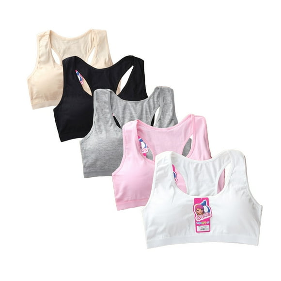 Girls Training Bra Girls Thin Cotton Bra Sports Bralette Training Bras Wire Free Push Up Running Bra Solid 12-16 Teen Student