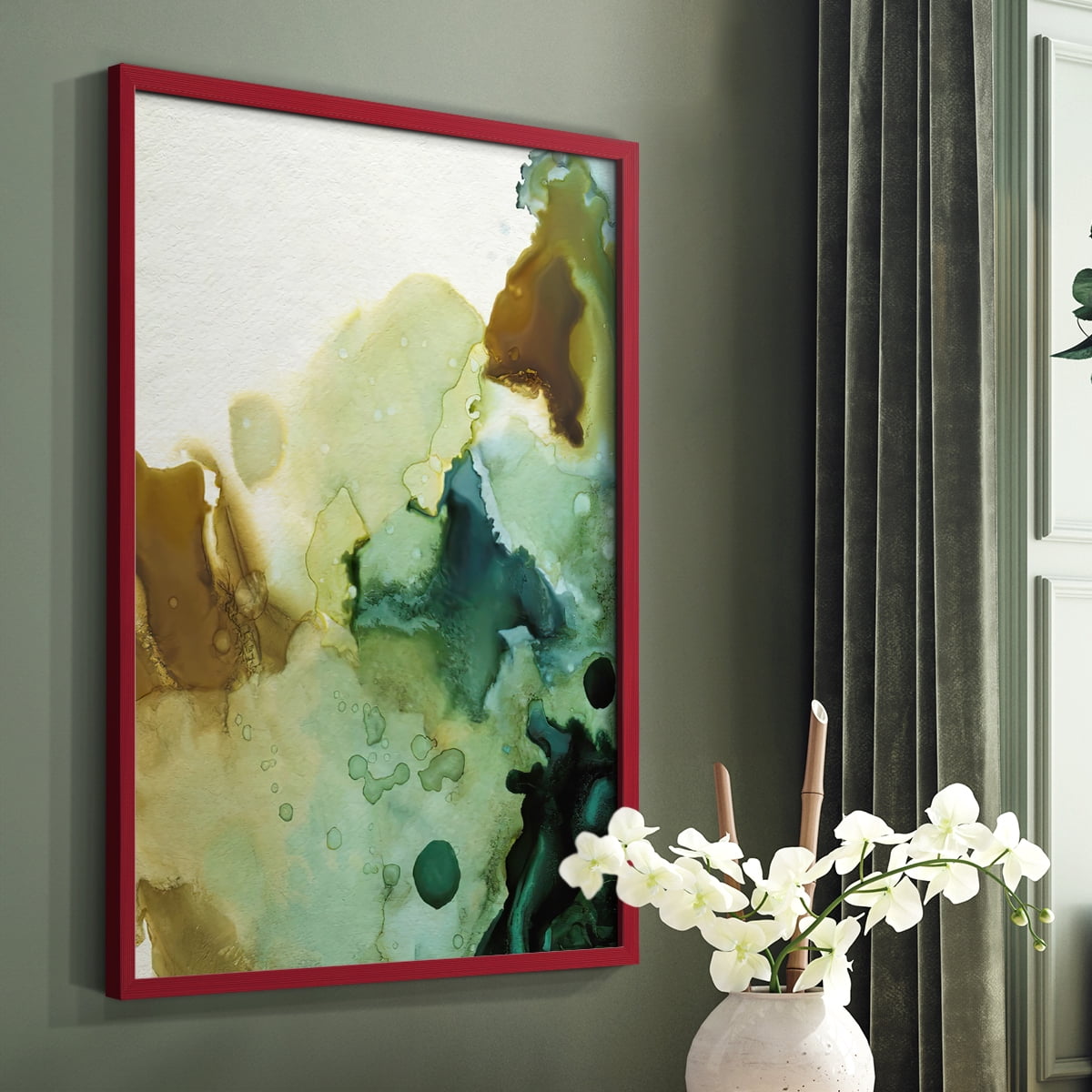 Water and Earth II Framed Print in Red Solid Wood 11 x 14 Framed Print