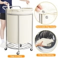 thumbnail image 3 of BGTREND 160L Rolling Laundry Hamper with Removable Bag, Round Steel Frame and Handle, Beige, 3 of 10