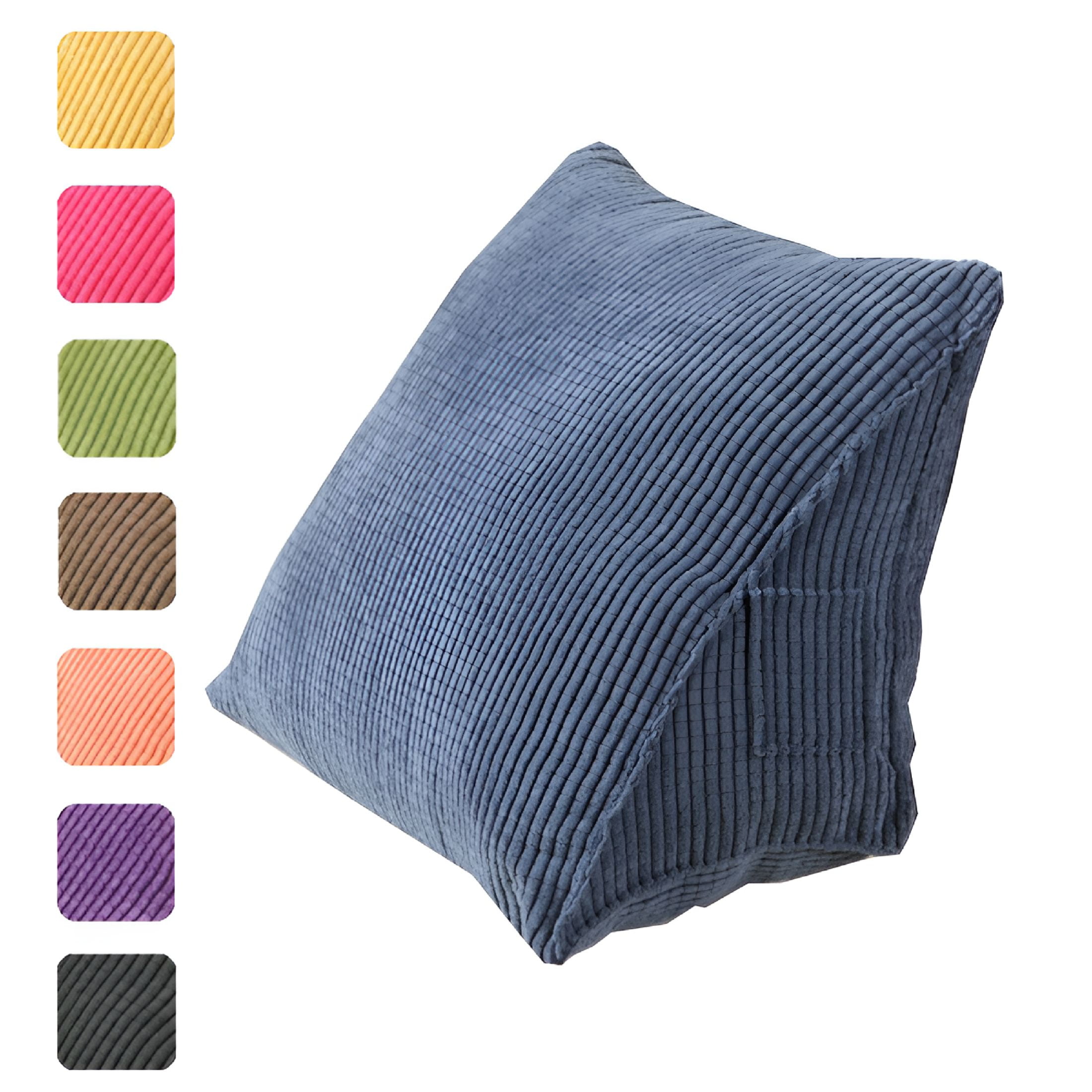LAMIRO Solid Color Corduroy Ribbed Wedge Cushion Triangle Pillow Home Bed Sofa Decor