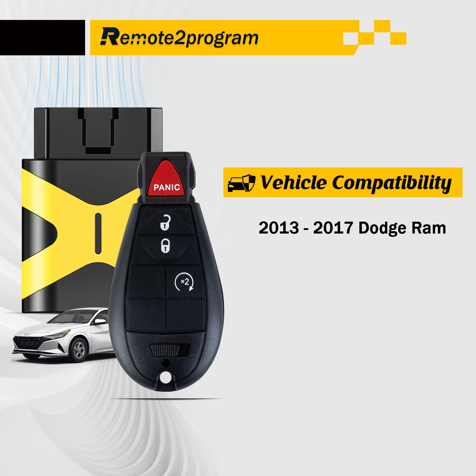 Fobik Car Key Self Programmable Key Fob Kit Keyless Entry Replacement for Dodge with FCC: GQ4-53T